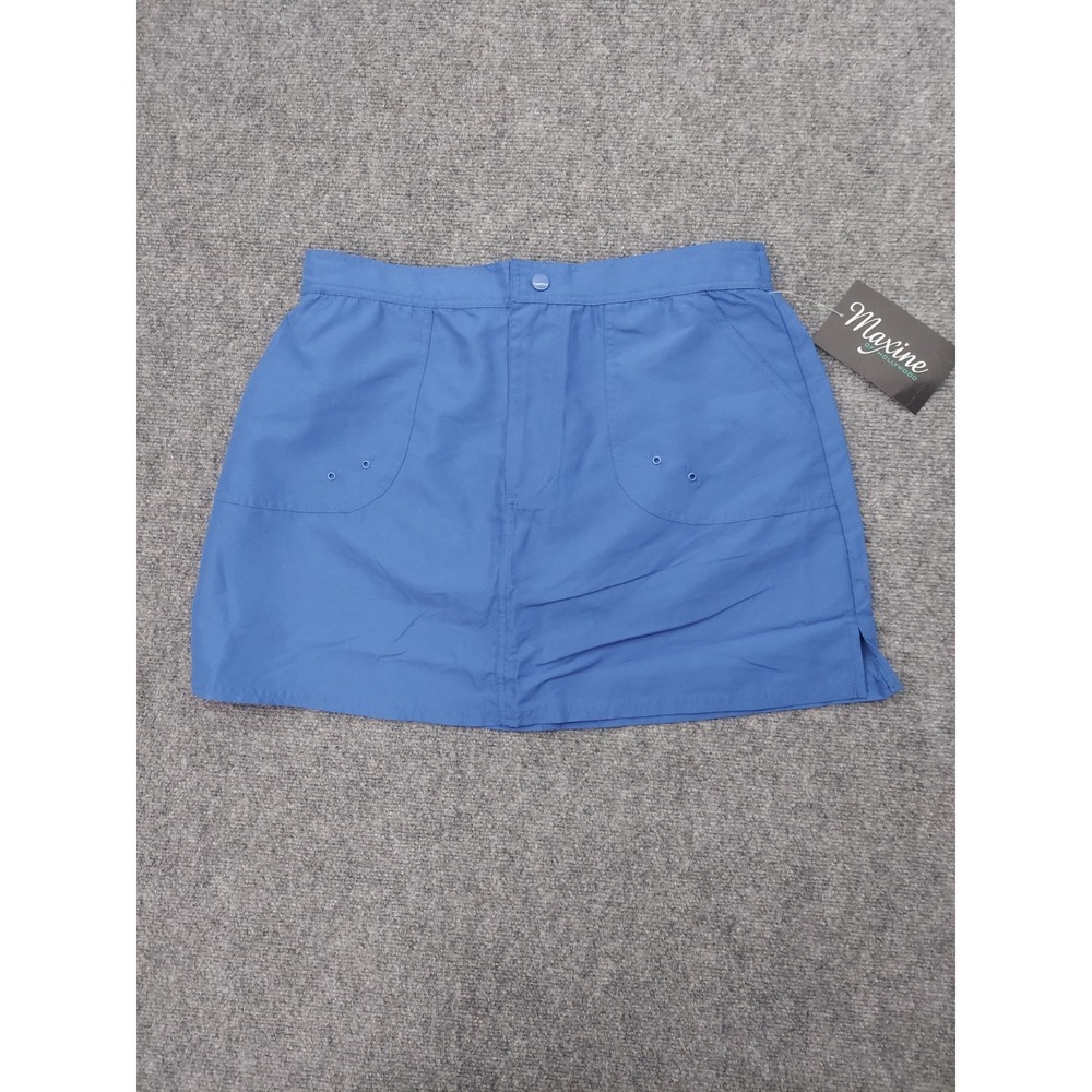 Maxine Solid Woven Board Skirt Womens 10 Blue Built in Brief Swim Pockets Beach